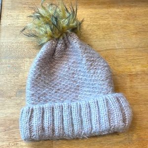 Mink Fur Pom Cable Knit Beanie/Toboggan